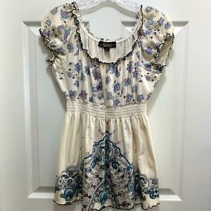 Absolutely Famous Elastic Waste Short Sleeve Blouse